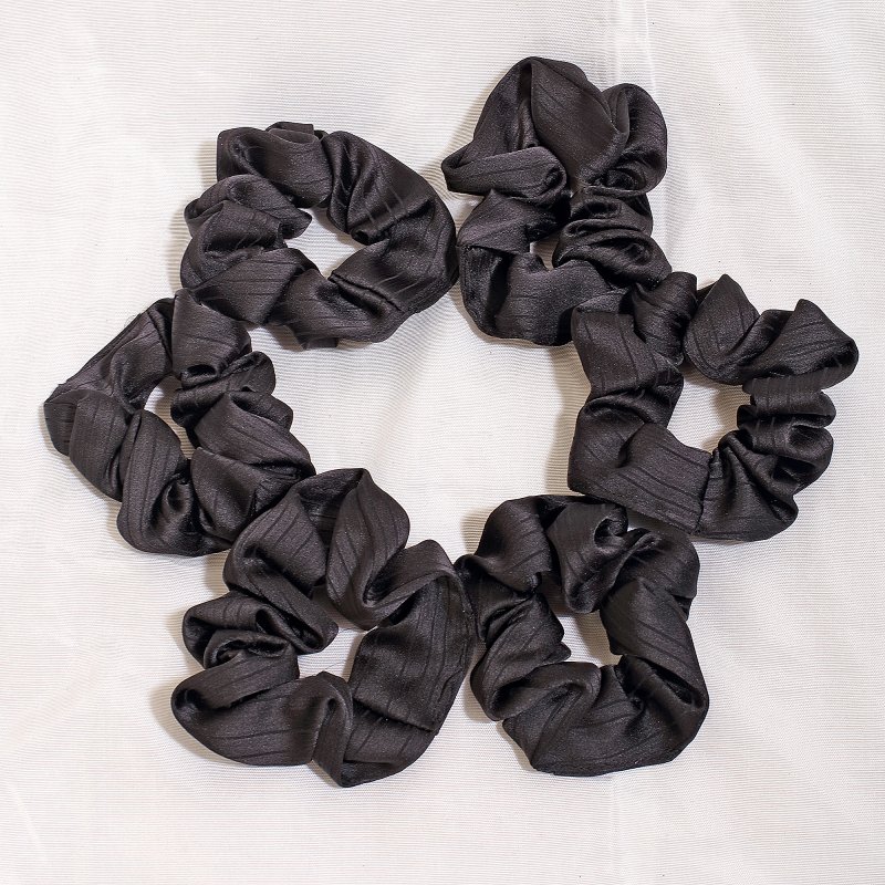Elegance Scrunchie – Black Edition | Pack of 6 Premium Satin Hair Scrunchies