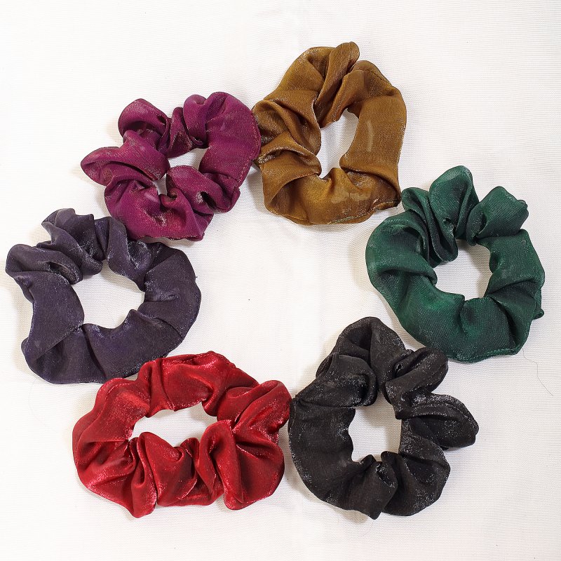Fancy Satin Hair Scrunchies | Pack of 6 Soft & Stretchable Scrunchies