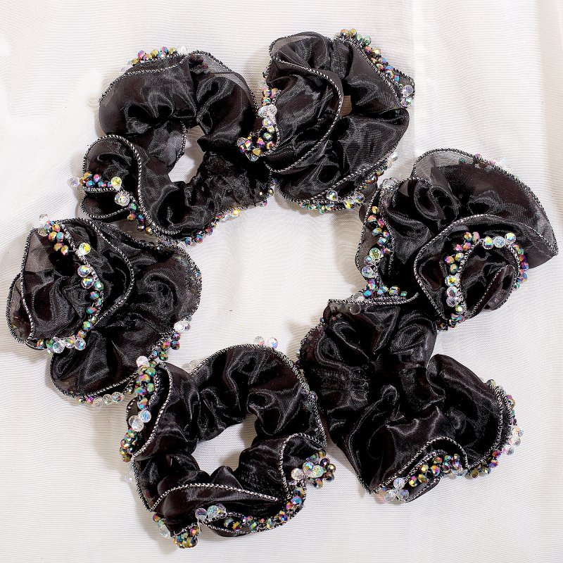 Midnight Sparkle Hair Ties for Women and Girls | Pack of 6 |