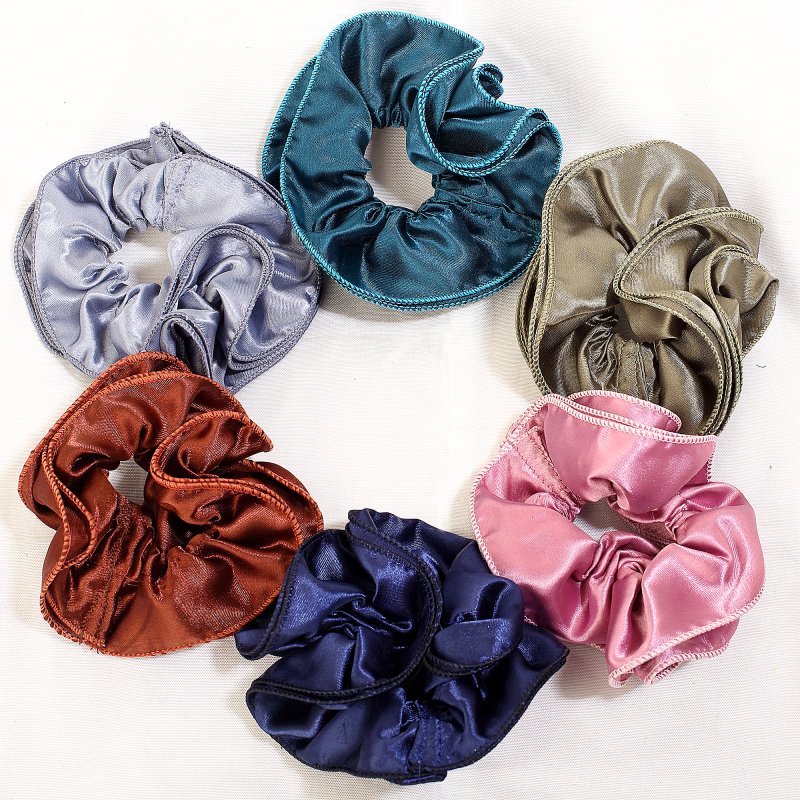 Glossy Edge Satin Scrunchies for Women and Girls | Pack of 6 |