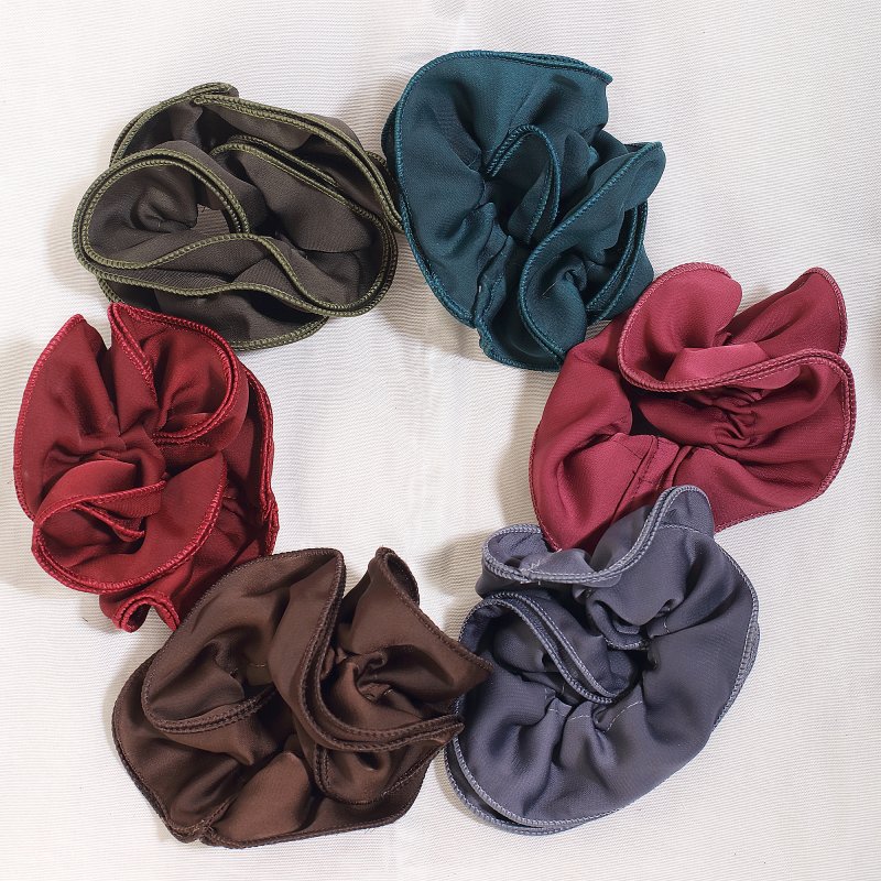 Matte Edge Satin Scrunchies for Women and Girls | Pack of 6 |