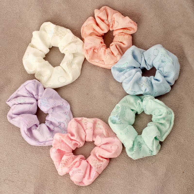 PastelLace Hair Scrunchies for Girls and Women | Pack of 6 |