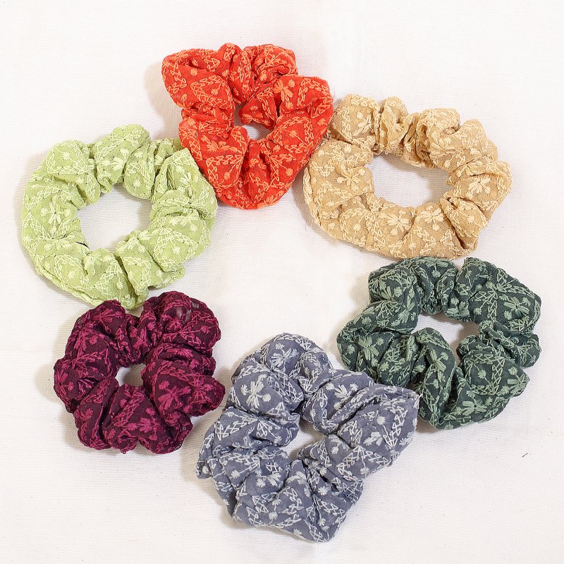 DarkBloom Lace Scrunchies for Women and Girls | Pack of 6 |