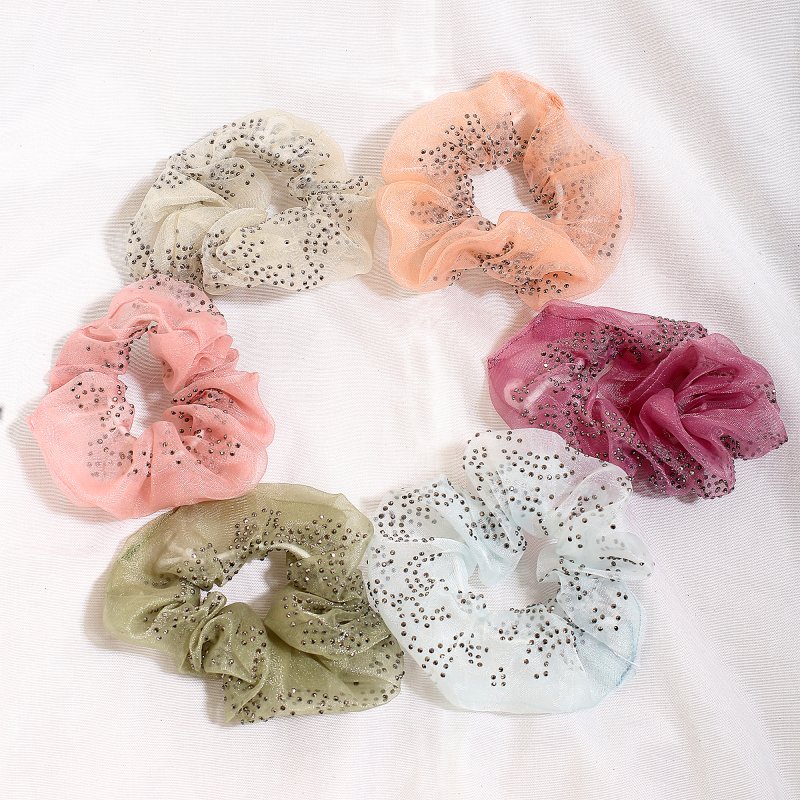 Sparkle Organza Hair Scrunchies for Women and Girls | Pack of 6 |