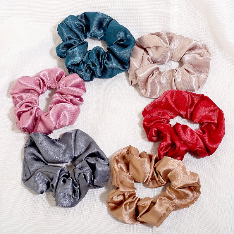 SatinGlow Hair Scrunchies for Women and Girls | Pack of 6 |