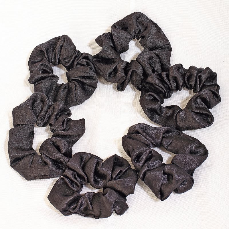 Pure Black Satin Hair Scrunchies for Women And Girls | Pack of 6 |