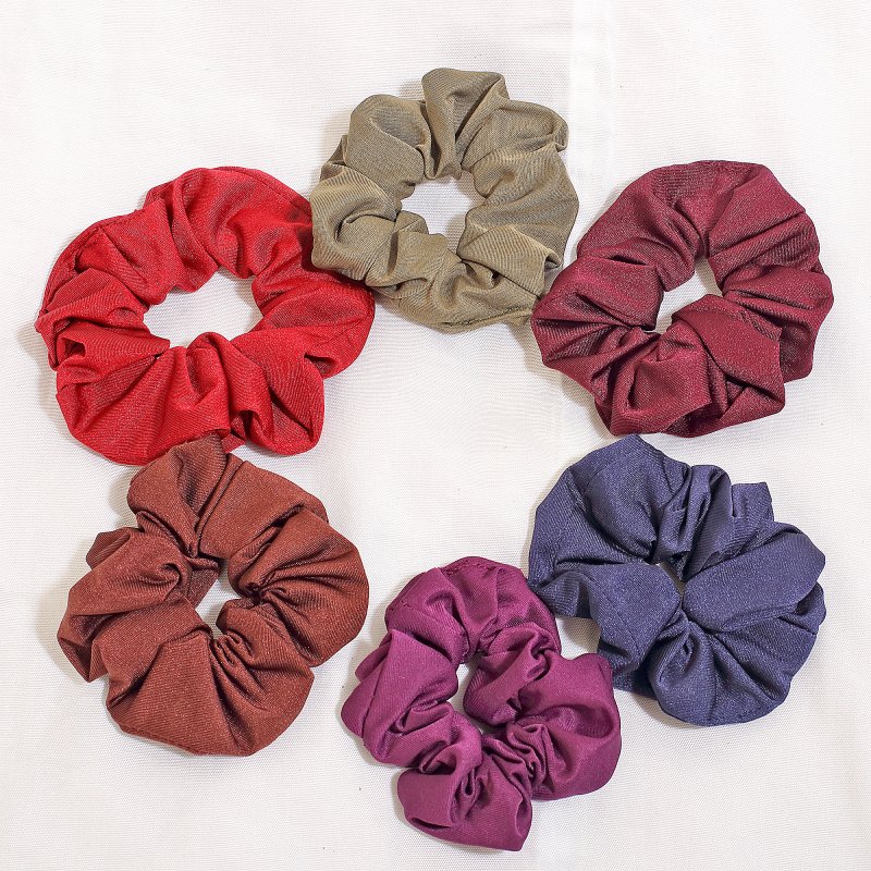 Dark Eclipse Hair Scrunchies for Women and Girls | Pack of 6 |