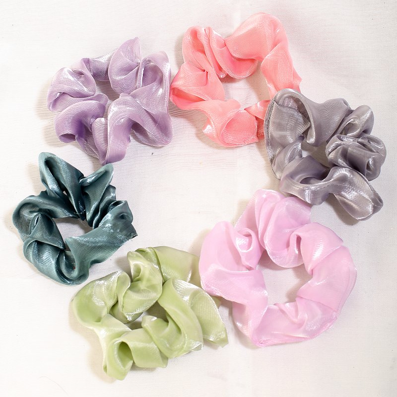 GlossyPastle Hair Scrunchies for Women and Girls | Pack of 6 |