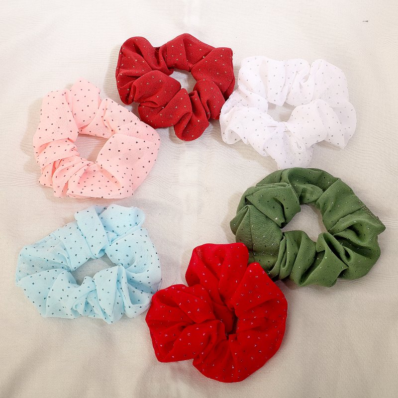Texture Pastel Chiffon Hair Scrunchies for Women and Girls | Pack of 6 |
