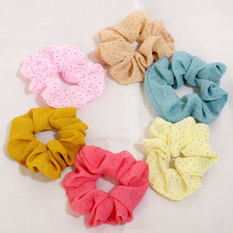 Texture Pastel Chiffon Hair Scrunchies for Women and Girls | Pack of 6 |