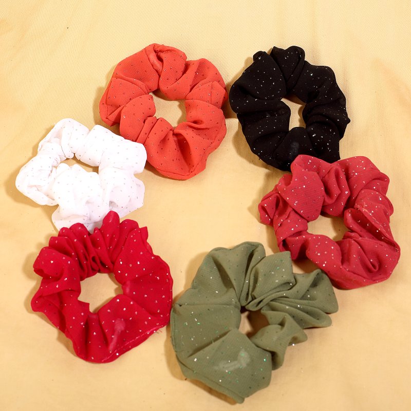 DarkWeave Chiffon Hair Scrunchies for Women and Girls | Pack of 6 |