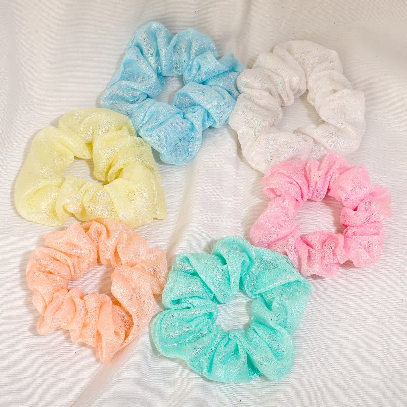 Sparkling Glitter Pastle Shiny Hair Ties for Women and Girls | Pack of 6 |