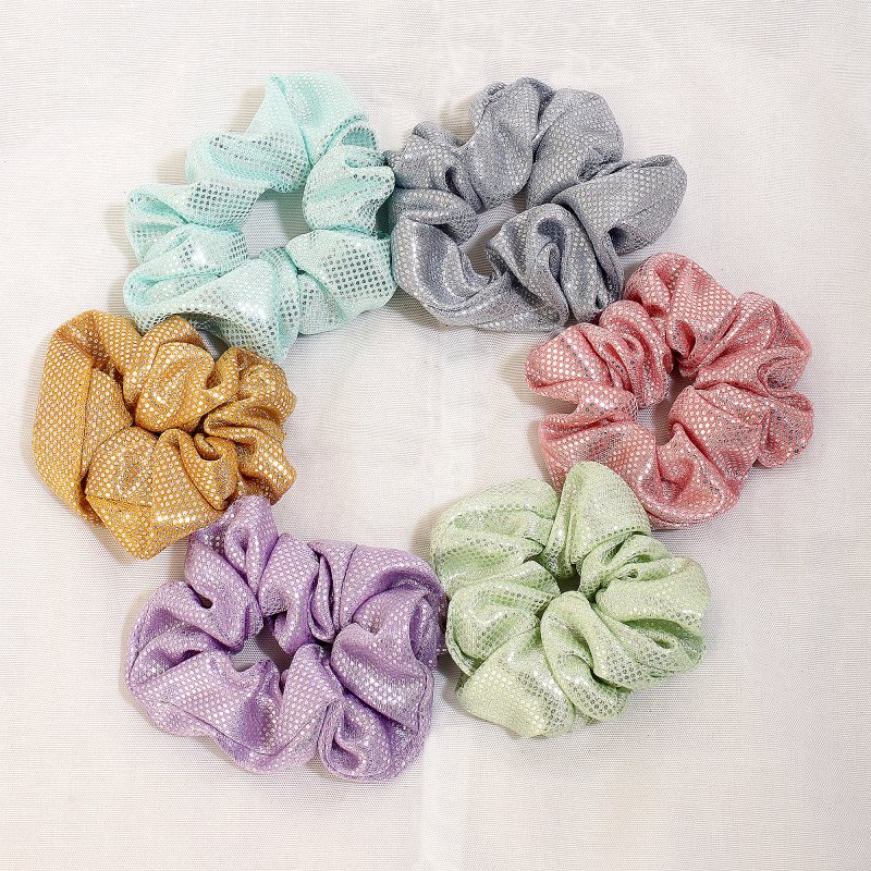 HaloSparkle Metalic Hair Scrunchies for Women and Girls | Pack of 6 |