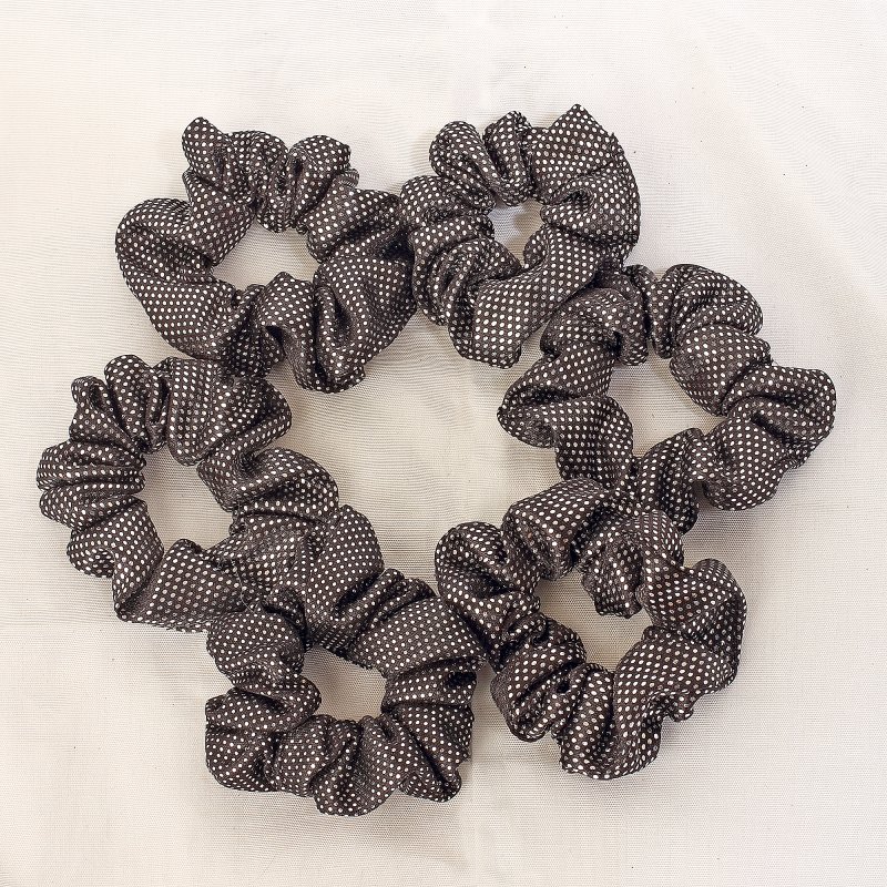 Midnight Dots Hair Scrunchies for Women and Girls | Pack of 6 |