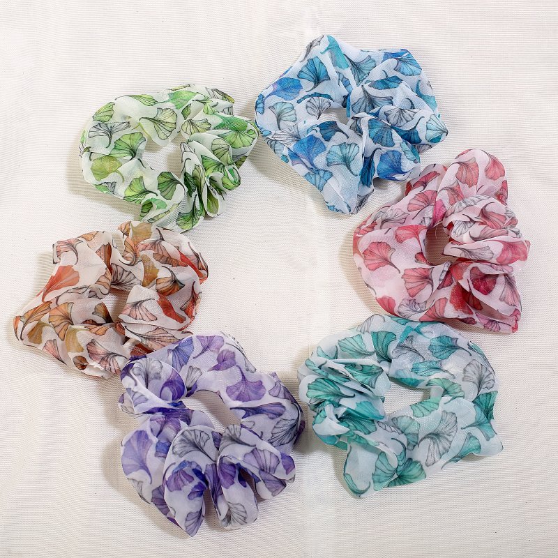 Blossom  Organza Pastle Hair Scrunchies for Girls and Women | Pack of 6 |
