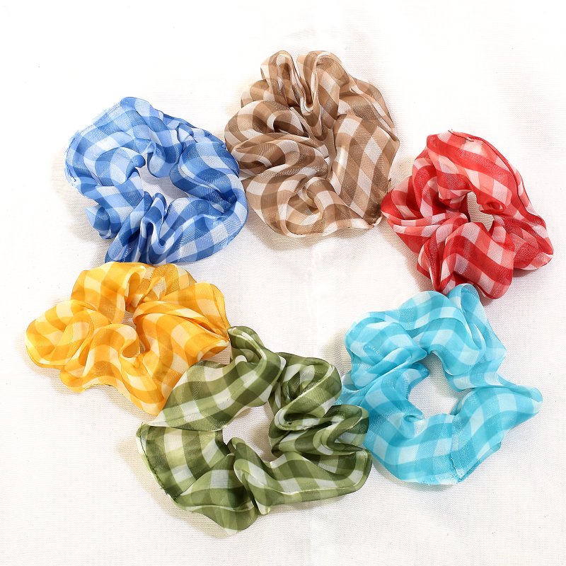 ShadowCheck Hair Scrunchies for Women and Girls | Pack of 6 |