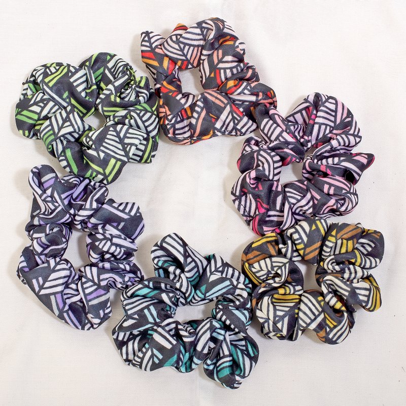 Lycra Zigzak Hair Scrunchie for Women and Girls | Pack of 6 |