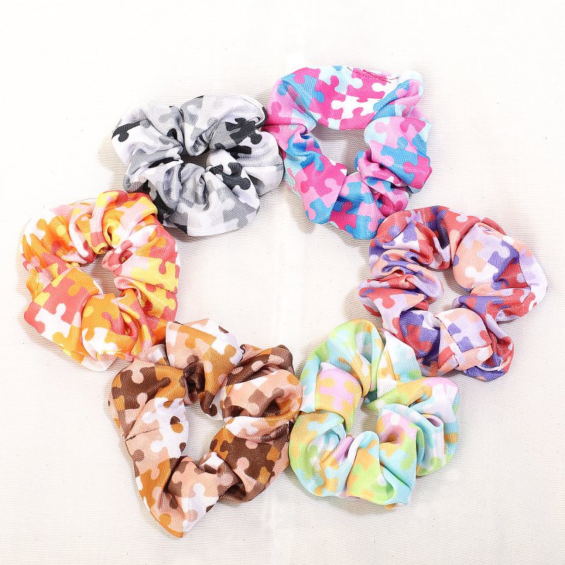 PuzzlePlay Lycra Hair Scrunchies for Women and Girls | Pack of 6 |