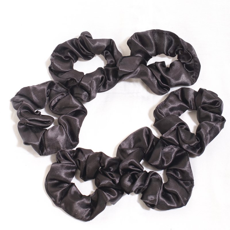 BlackLuxe Satin Hair Scrunchies for Women and Girls | Pack of 6 |